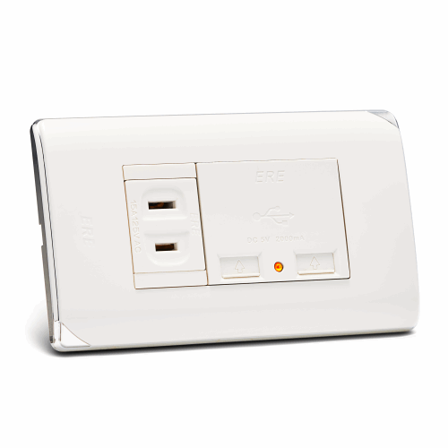 RCS-4310　RICEME 縷光USB充電器附單插座(銀邊)