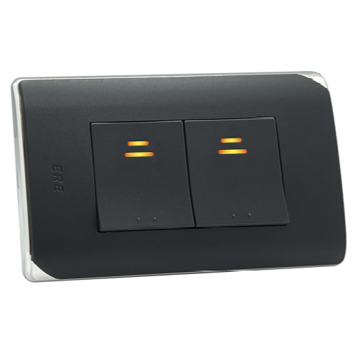 RCS-102H　(灰) RICEME 縷光雙開關(銀邊)