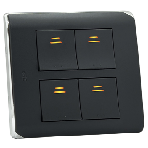 RCS-104H　(灰) RICEME 縷光四開關(銀邊)