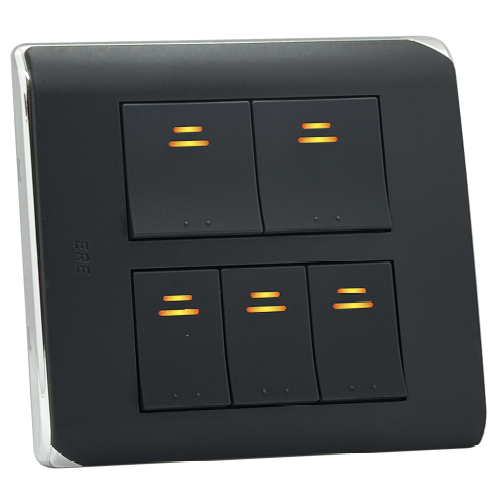 RCS-105H　(灰) RICEME 縷光五開關(銀邊)