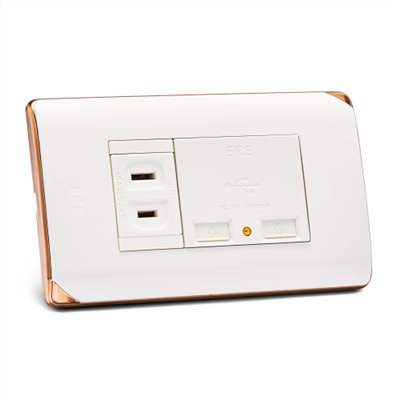 RCQ-4310　RICEME 縷光USB充電器附單插座(銅邊)