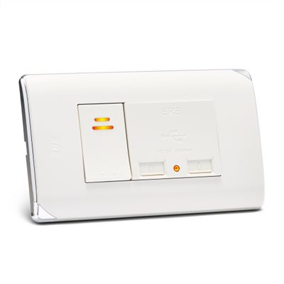 RCS-4101　RICEME 縷光USB充電器附開關(銀邊)