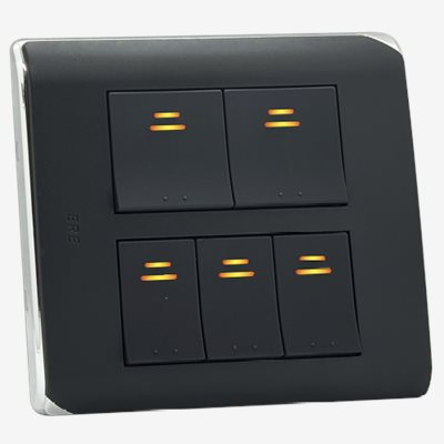 RCS-105H　(灰) RICEME 縷光五開關(銀邊)