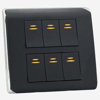 RCS-106H　(灰) RICEME 縷光六開關(銀邊)
